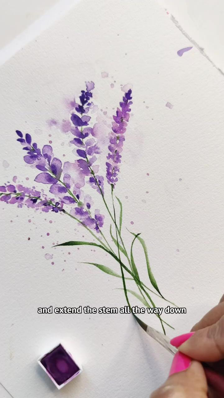 Painting watercolour lavender #stepbysteppainting #beginnerwatercolor #worldwatercolormonth #tut | you're the icing on the cake paper crafts