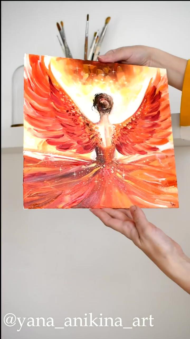 Phoenix goddess oil painting woman phoenix art original phoenix angel artwork phoenix girl wall art; how to paint watercolor lavender easy tutorial for beginners