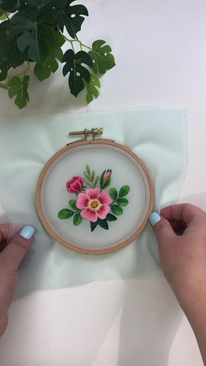 Pink flowers. embroidery tutorials; basic hand embroidery stitches