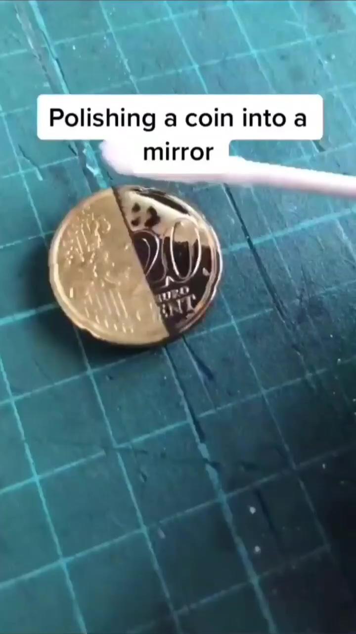 Polishing a coin into a mirror | satisfying pictures