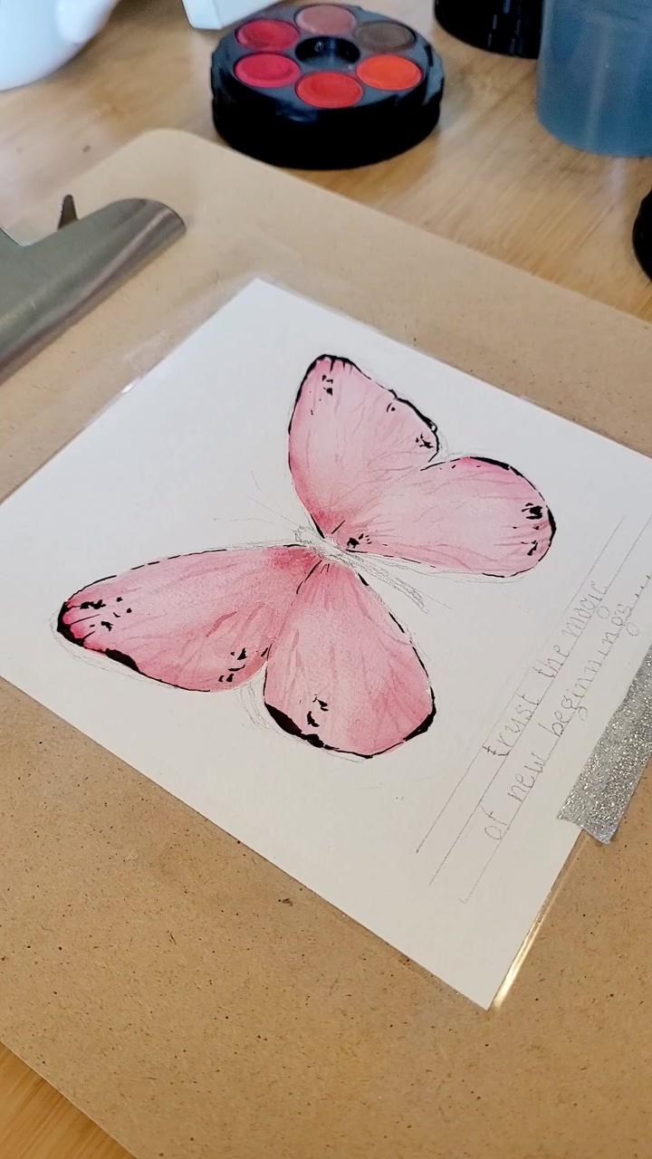 Pretty in pink butterfly watercolour tutorial | super easy flowers painting