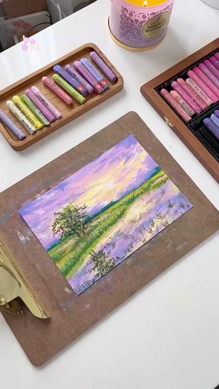 Purple sky in oil pastel | diy bracelet ideas 