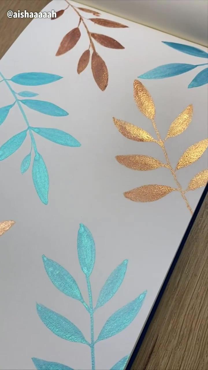 Shimmer watercolor leaf doodles | hand painted bookmarks