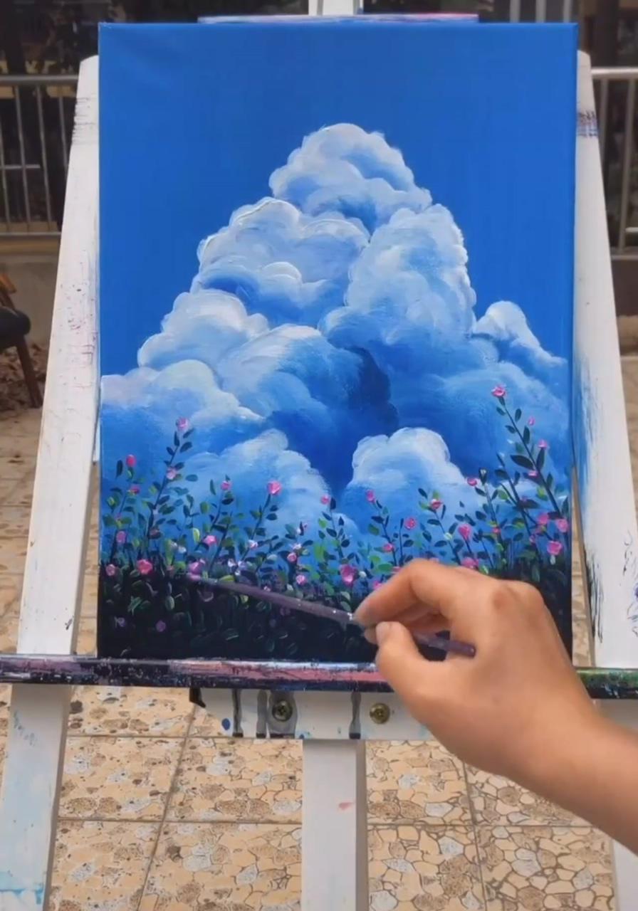 Simple and innovative oil painting, natural cloud # diy oil painting # oil painting; painting inspiration canvas