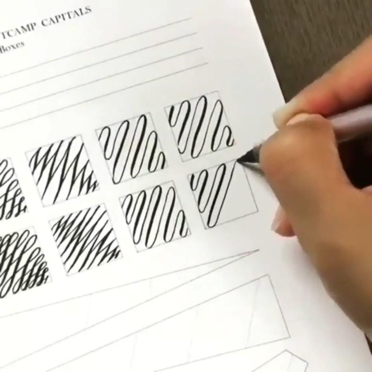 Some calligraphy drills; calligraphy lessons