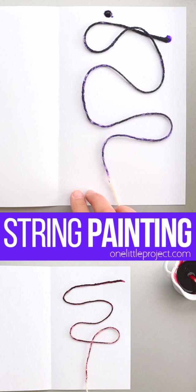 String painting: a beautiful art technique using ink or liquid watercolors | art ideas for teens