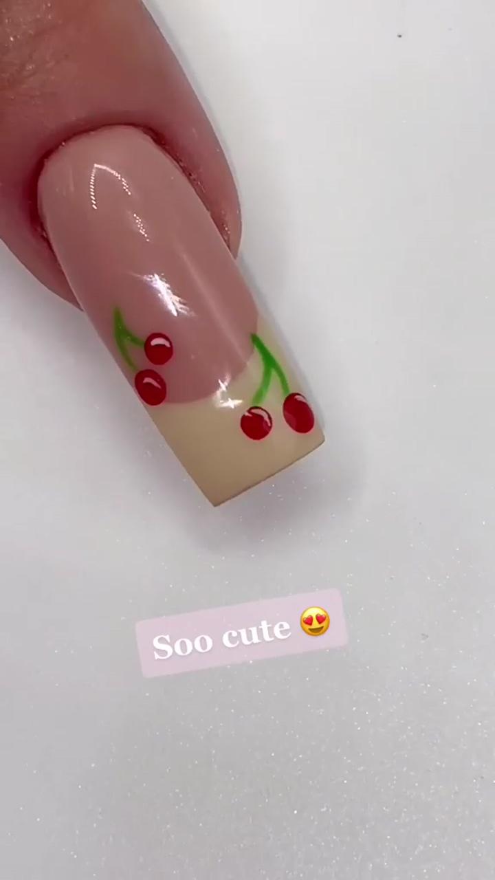 Sweet and simple cherry nails | acrylic nail designs classy