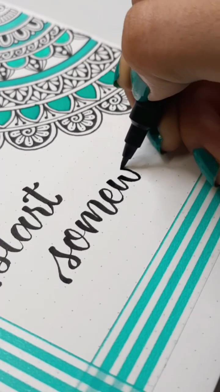 Turquoise themed mandala | triangular geometric zen doodle pattern drawing tutorial