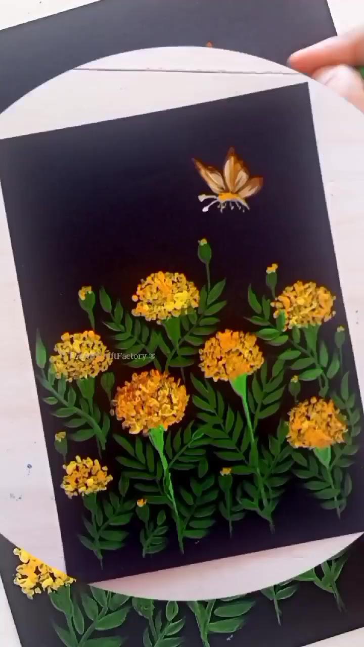 Vchitr marigold flowers painting | how to draw flower