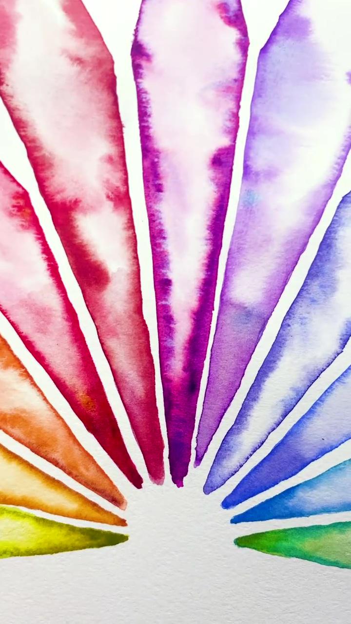 Watercolor design; acrylic petal rainbow