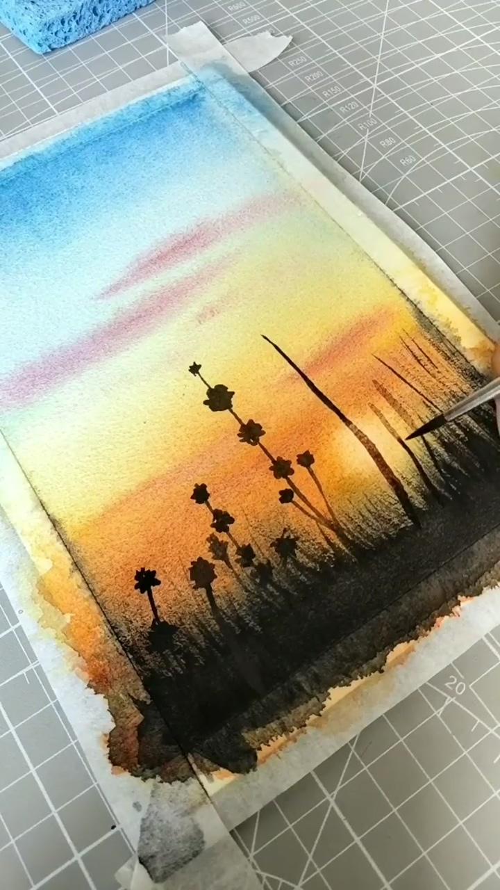Watercolor landscape tutorial | watercolor beginner