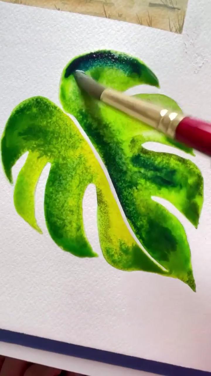 Watercolor leaves; watercolor flowers tutorial