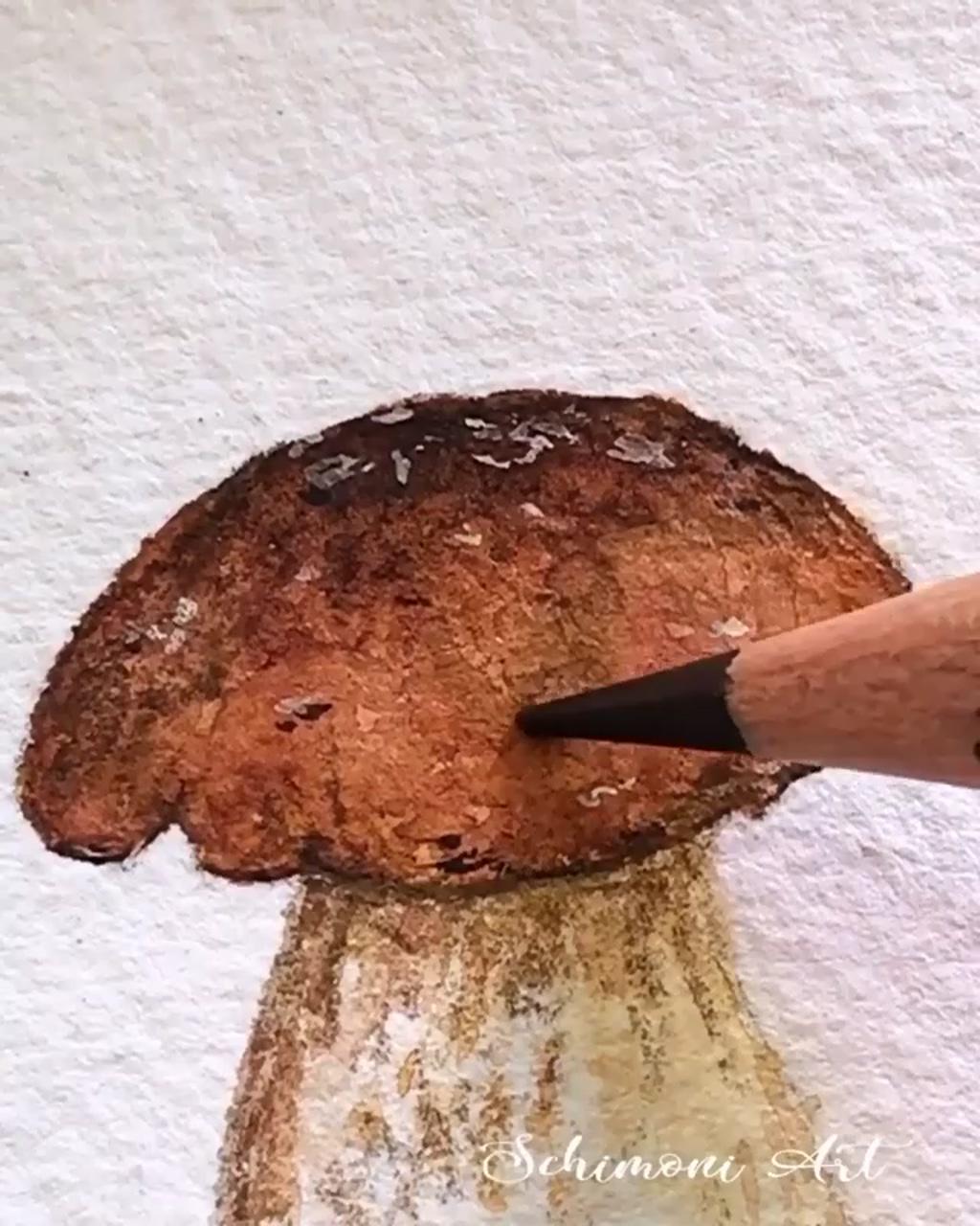 Watercolor mushroom; watercolor flowers tutorial