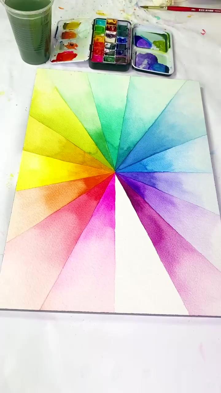 Watercolor rainbow design; basic drawing for kid - drawing ideas for beginner artists