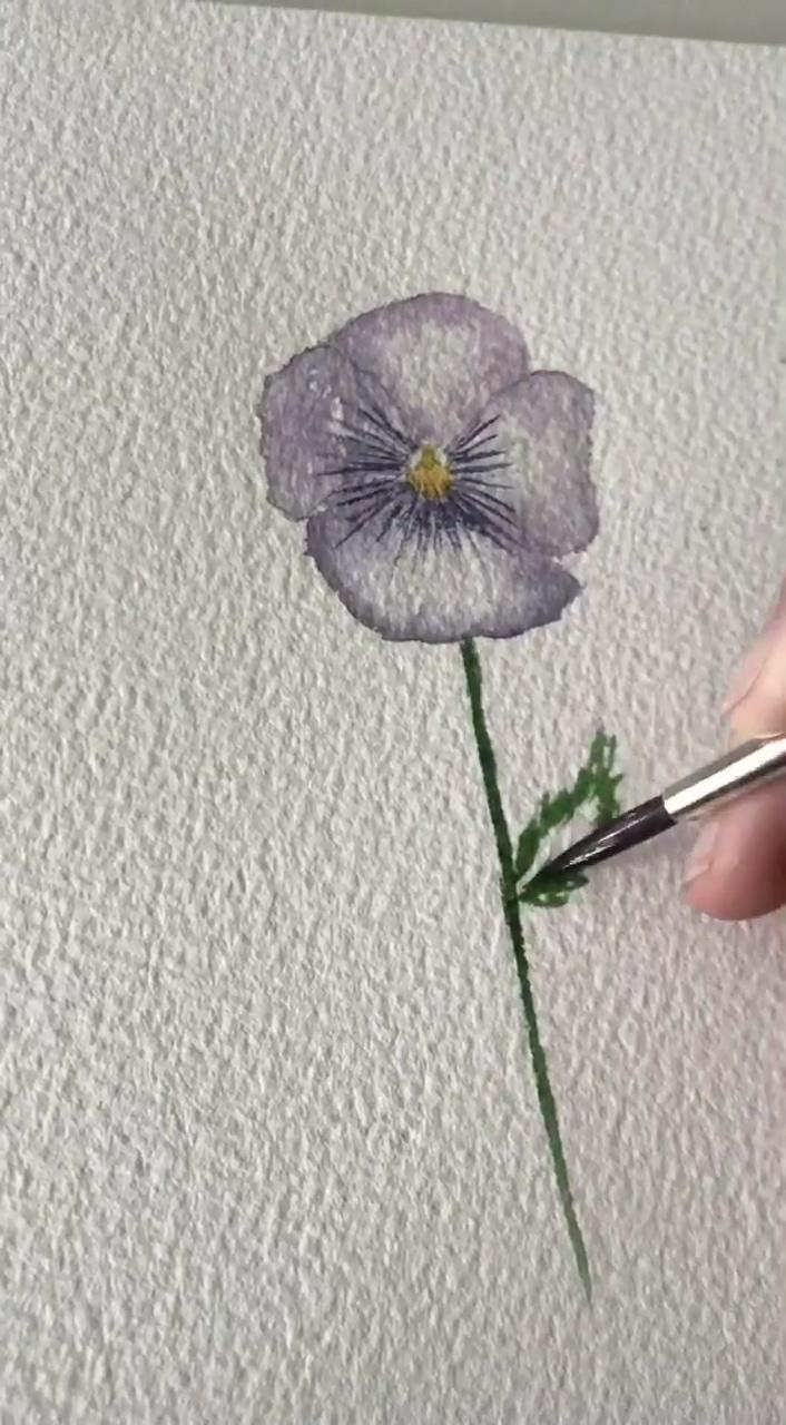 Watercolor violet flower; watercolor flowers tutorial