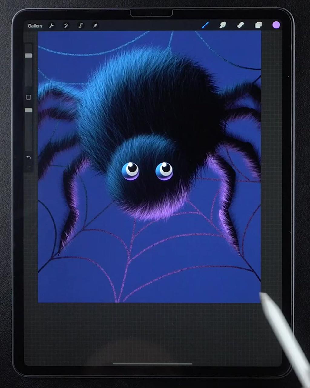1-minute relaxation: draw a hairy spider; oddish pokemon digital art