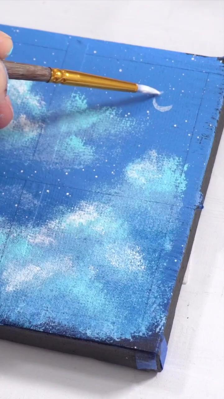 Aesthetic clouds painting on mini canvas | rate this from 1-100