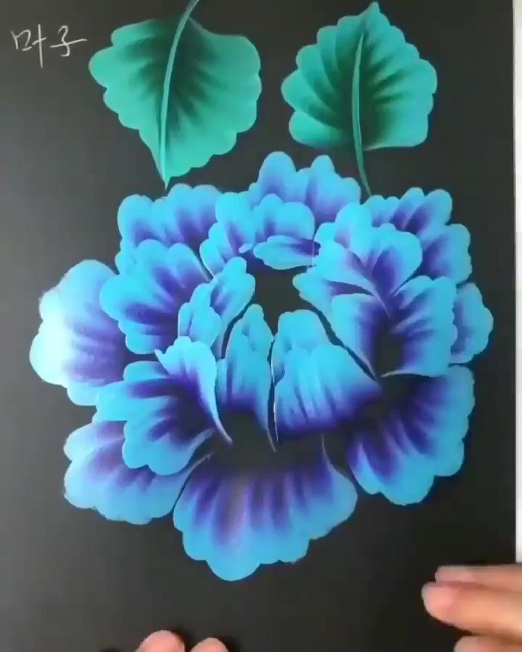 Beautifully painted leaf art only using brush. don't forget to like.; gradient painting technique