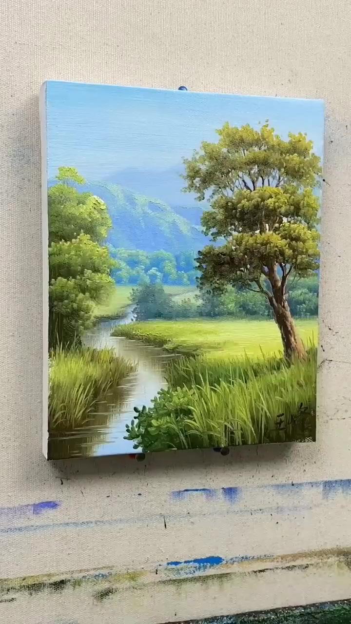 Canvas painting; nature paintings acrylic