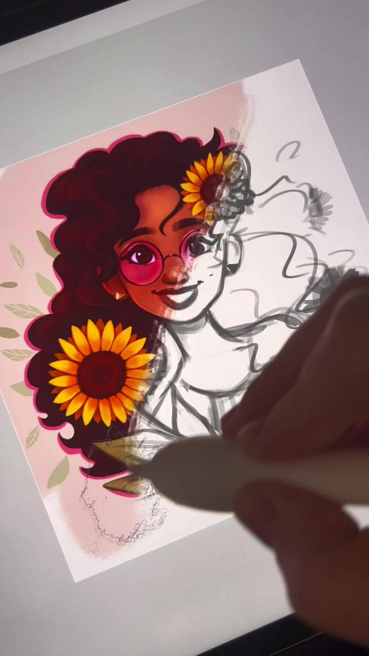 Creating a character inspired by sunflowers , art by erikathegoober | draw with me