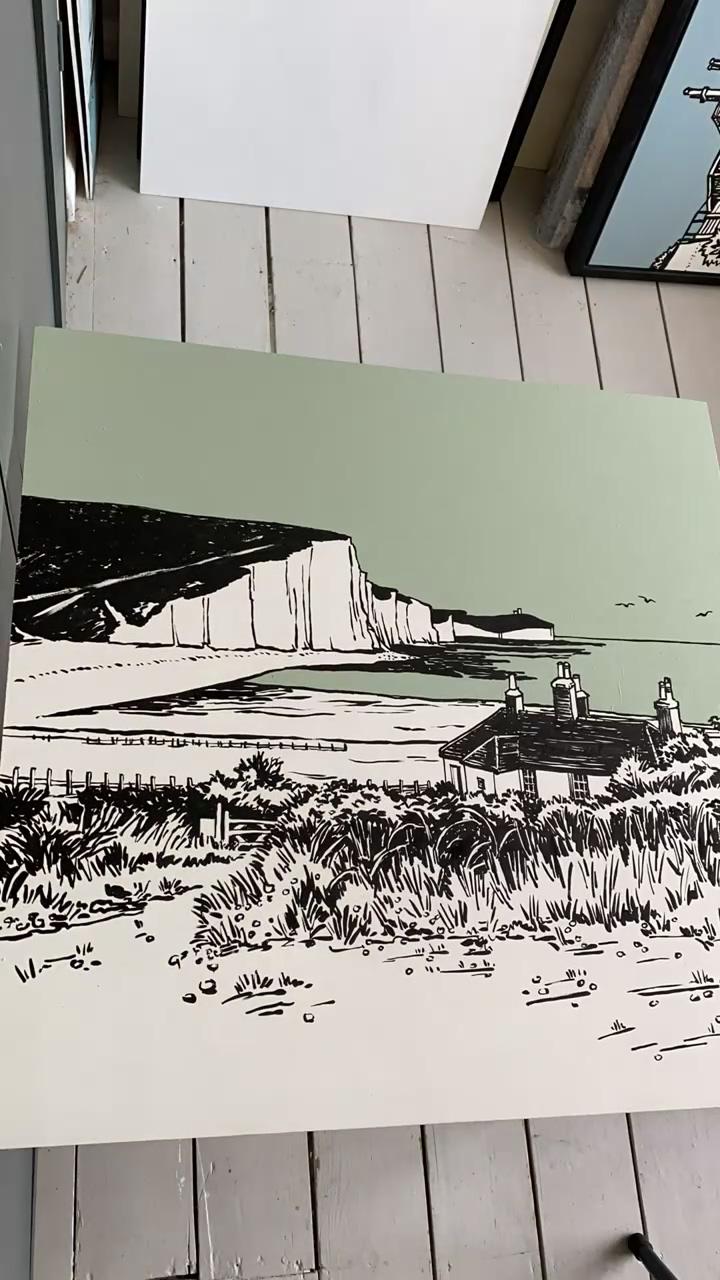 Cuckmere haven painting by flo snook; draw a very beautiful hotel lobby sketch