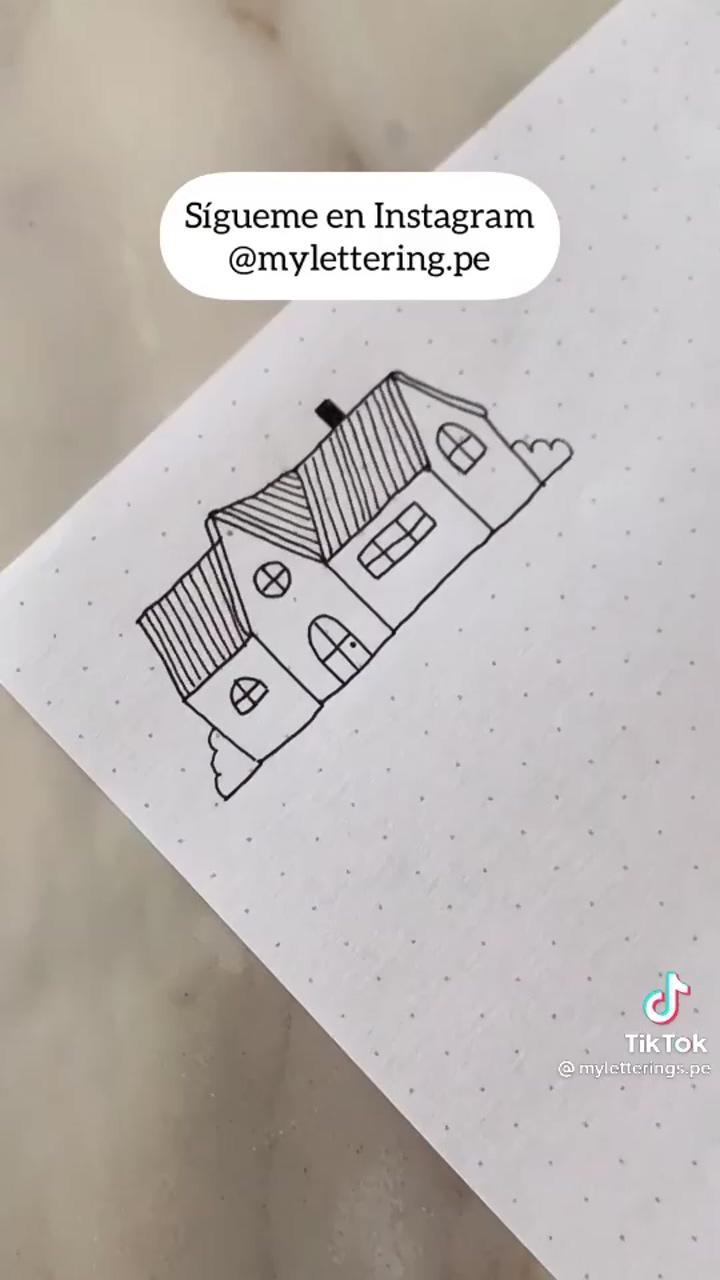 Draw a house like this; fall drawings
