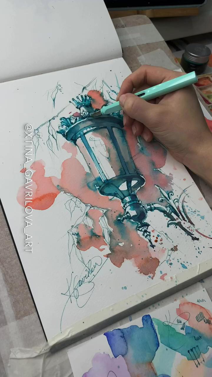 Draw a lantern. video of process by kristina gavrilova. more video in my insta xtina_gavrilova_art | window rendering using markers