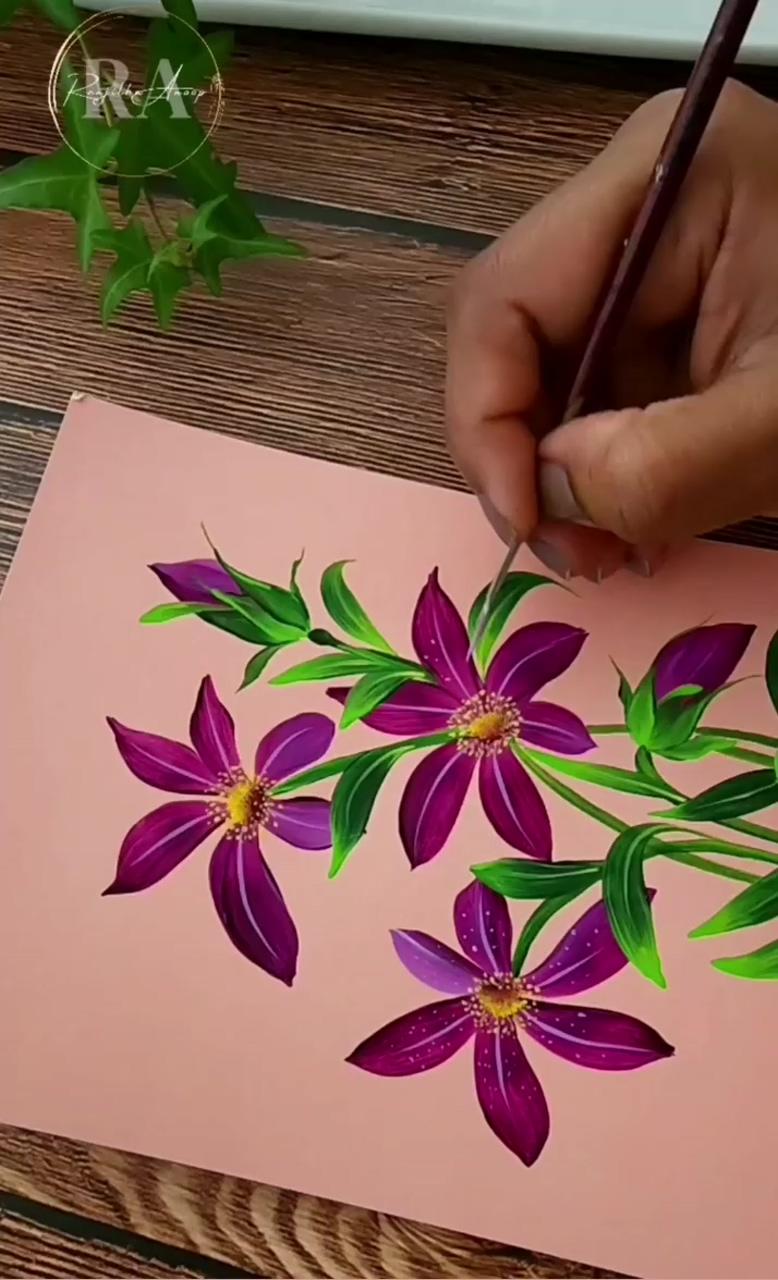 Easy acrylic painting flowers; acrylic painting trees