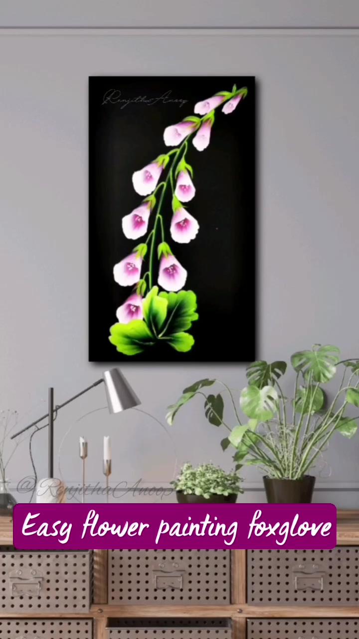 Easy flower painting foxglove acrylic painting; back to basics acrylic painting flowers