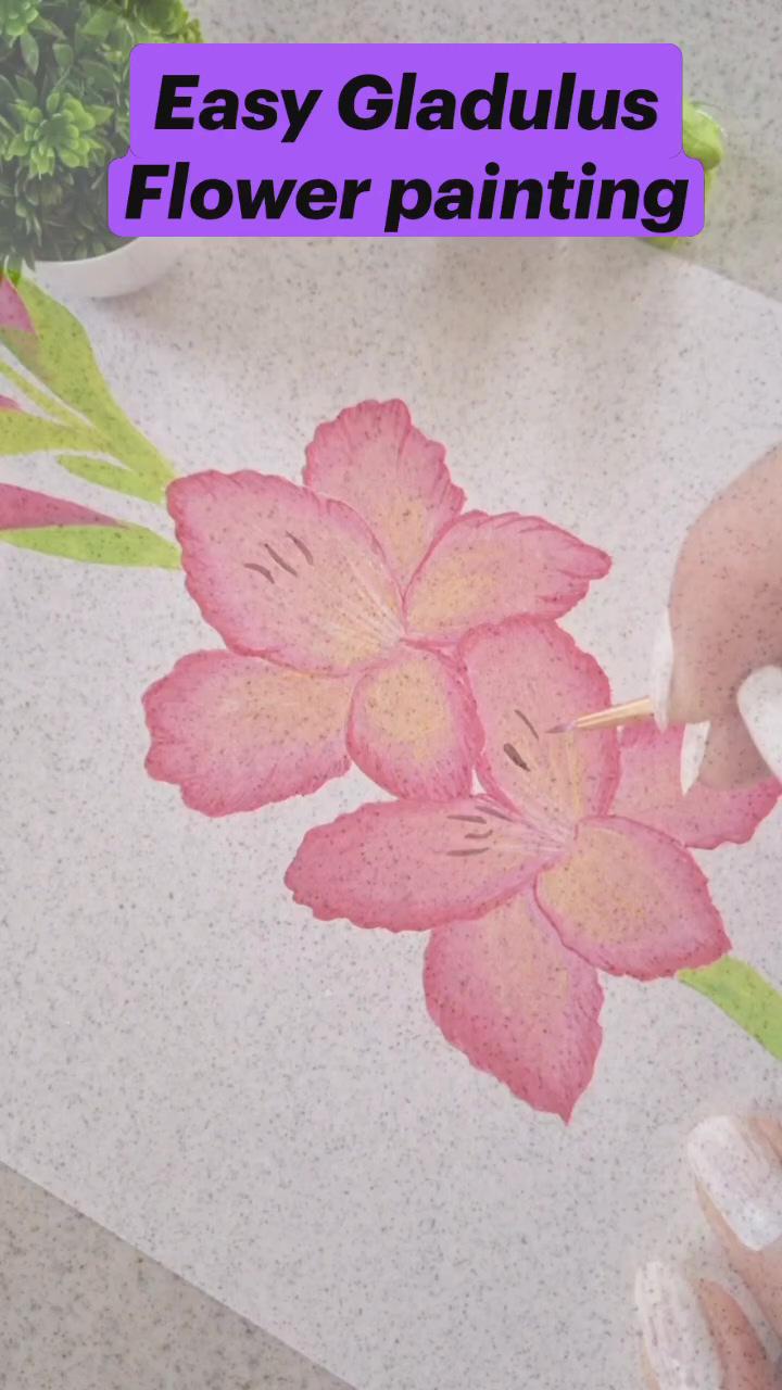 Easy gladulus flower painting | full tutorial on youtube