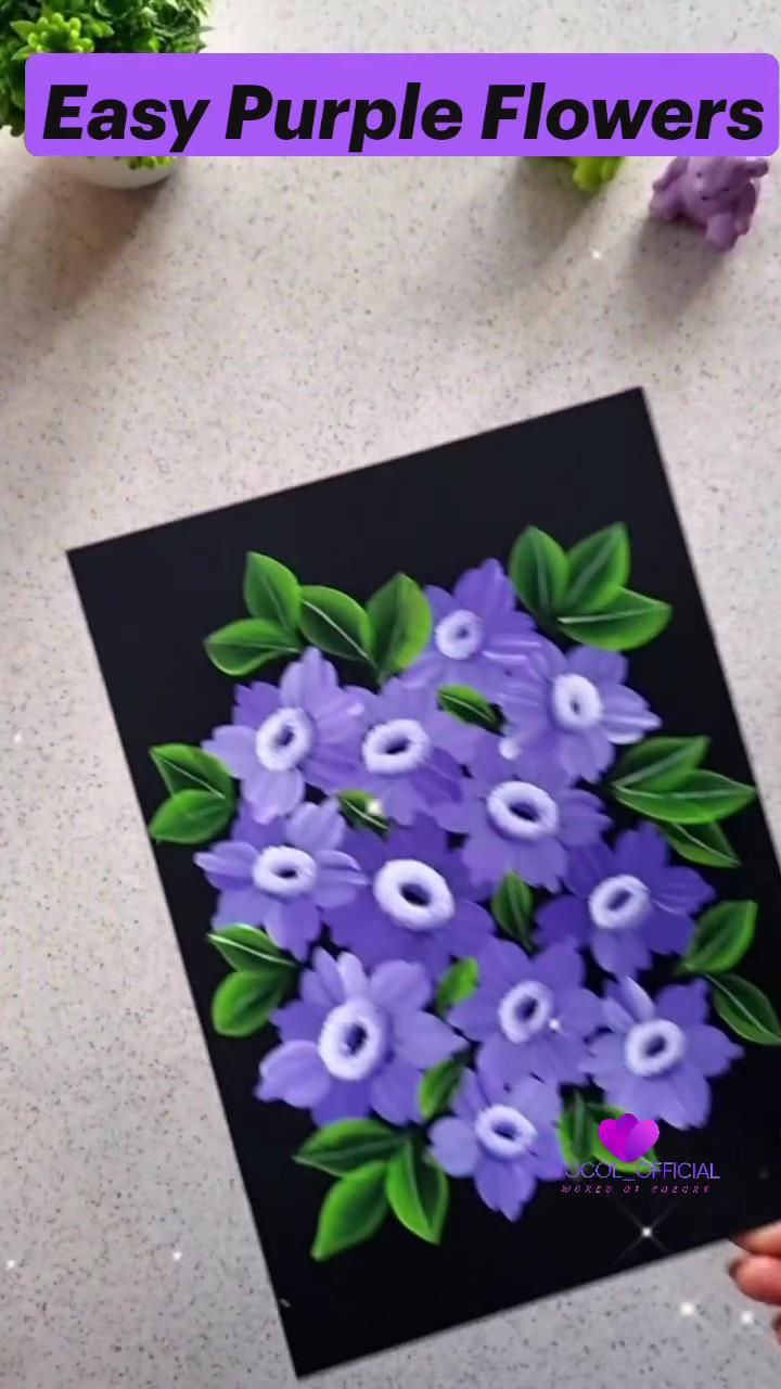 Easy purple flowers in acrylics; beautiful purple flower step by step acrylic painting
