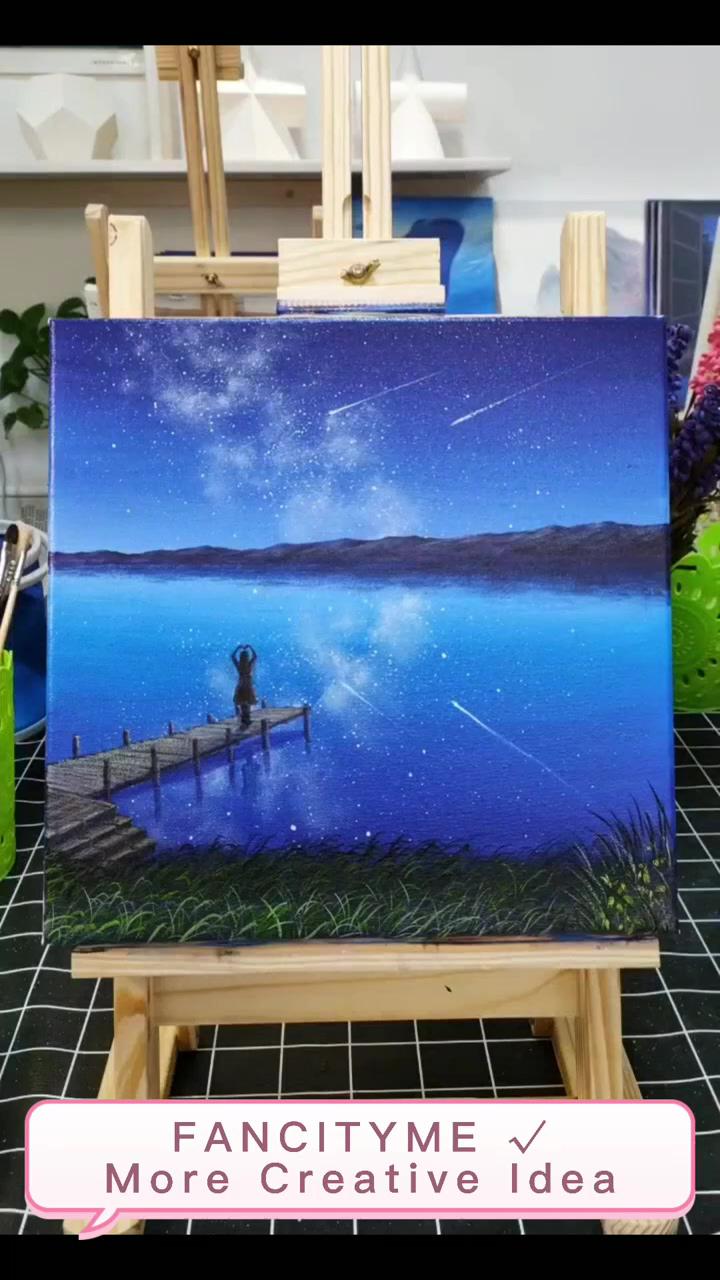 Easy technique to paint lake for beginners, easy and simple, diy and crafts and painting | painting