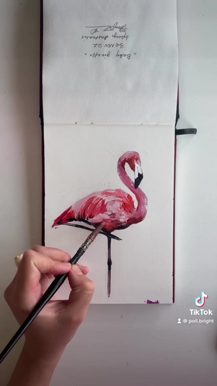 Flamingo by polina bright | watercolor flower art