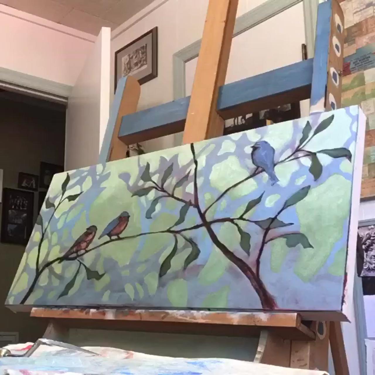 Hannah seng painting process; bird painting acrylic