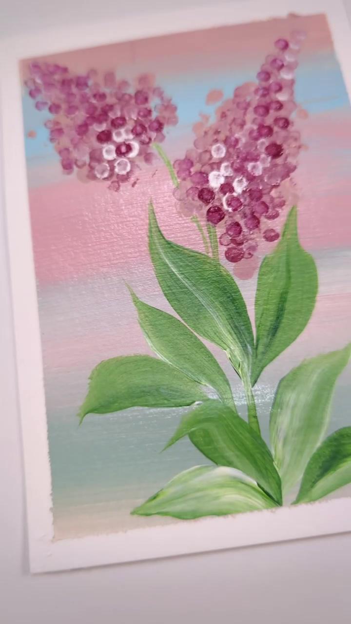 How i paint with q-tips lilac flower; textured floral art by kelsey design co