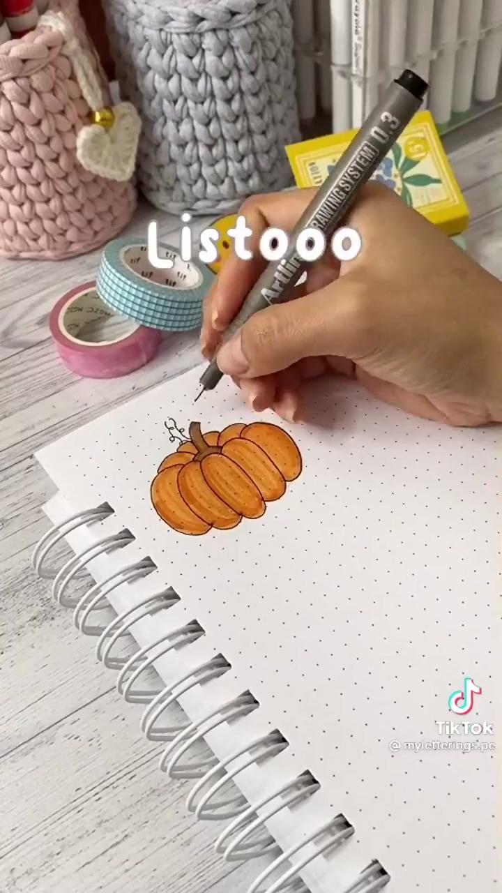 How to draw a pumpkin easy; bullet journal paper