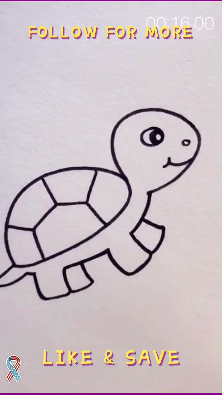 How to draw a turtle - easy drawing tutorials; drawing