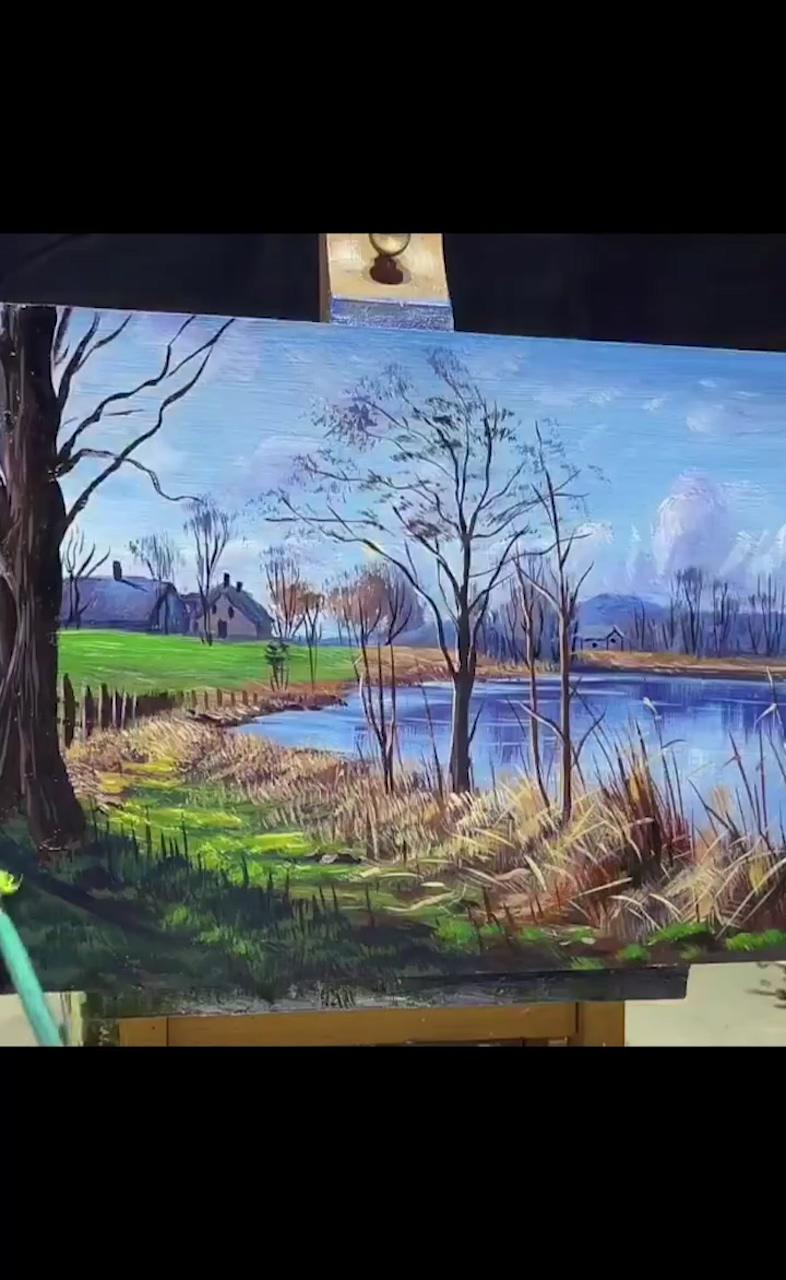 How to draw beautiful scenery with artbeek acrylic; painting art lesson