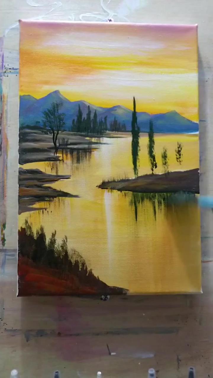 How to draw beautiful scenery with artbeek acrylic; nature paintings acrylic