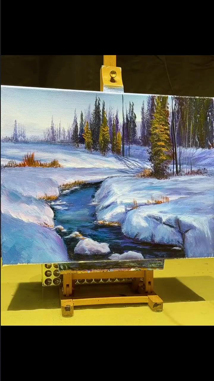 How to draw beautiful snow scene with artbeek acrylic; how to draw beautiful forest with artbeek acrylic