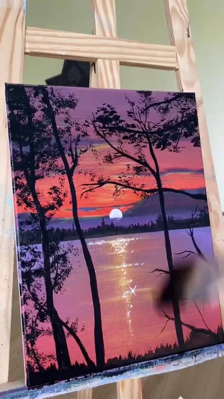 How to draw beautiful sunset with artbeek acrylic#acrylic #acrylicpainting #artbeek; landscape painting tutorial