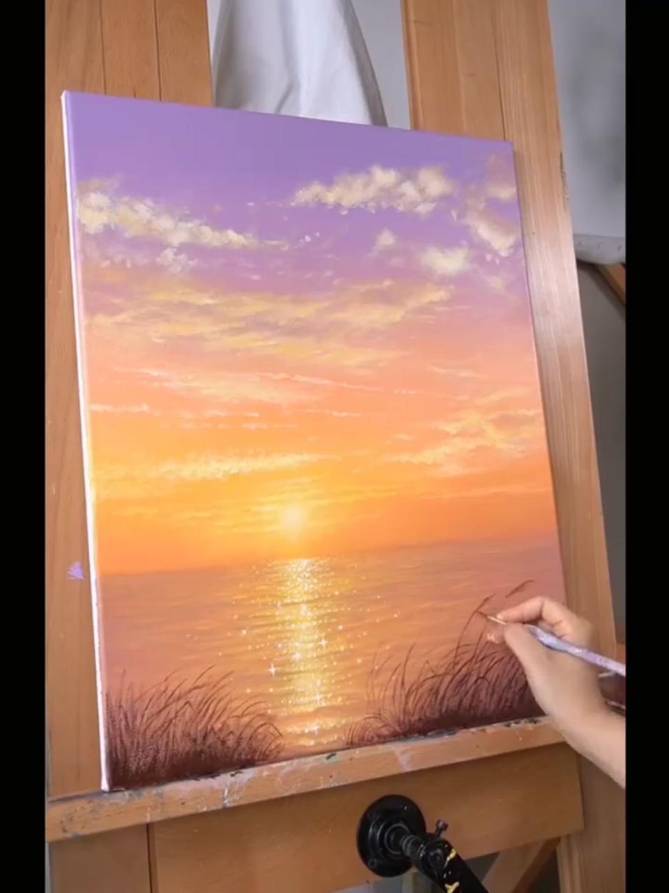 How to draw beautiful sunset with artbeek acrylic | painting
