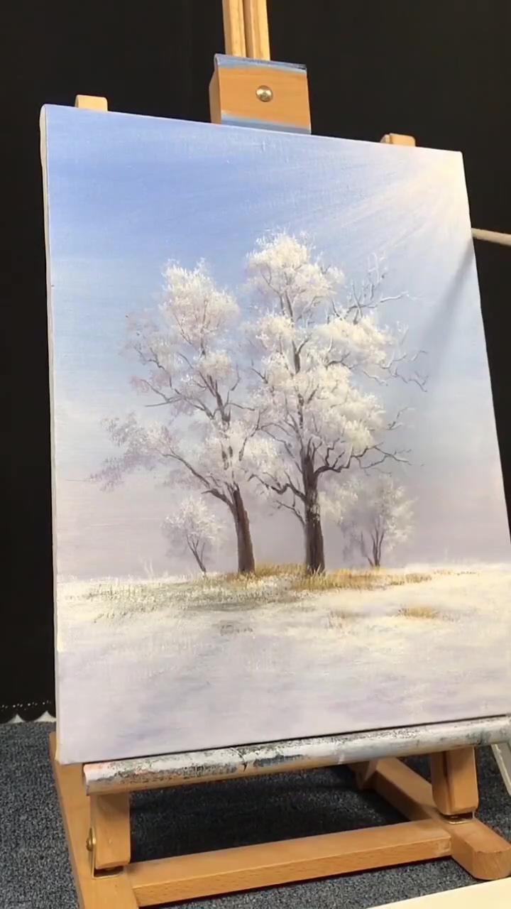 How to draw snow scene with artbeek acrylic; waterfall painting