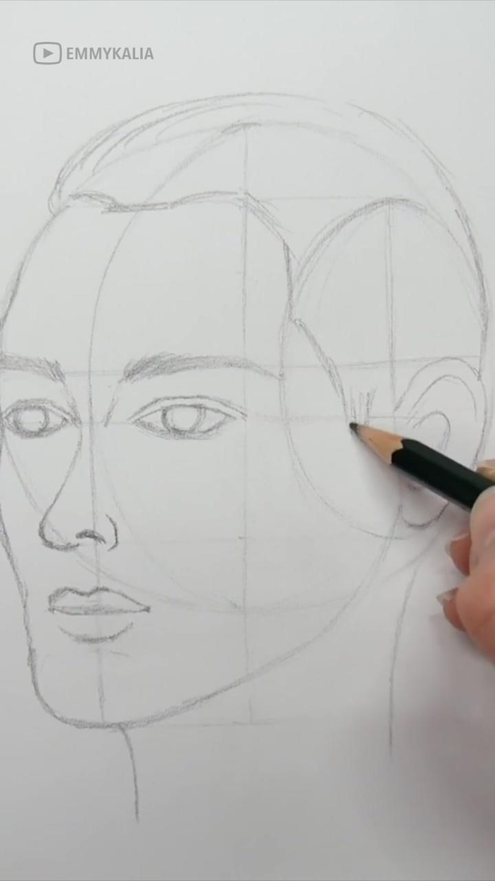 How to draw the basic proportions of a face | drawing the head in 3/4 view by nadia coolrista