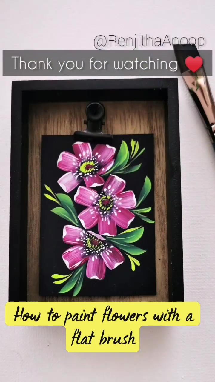 How to paint flowers with a flat brush; daisy flower painting acrylic painting