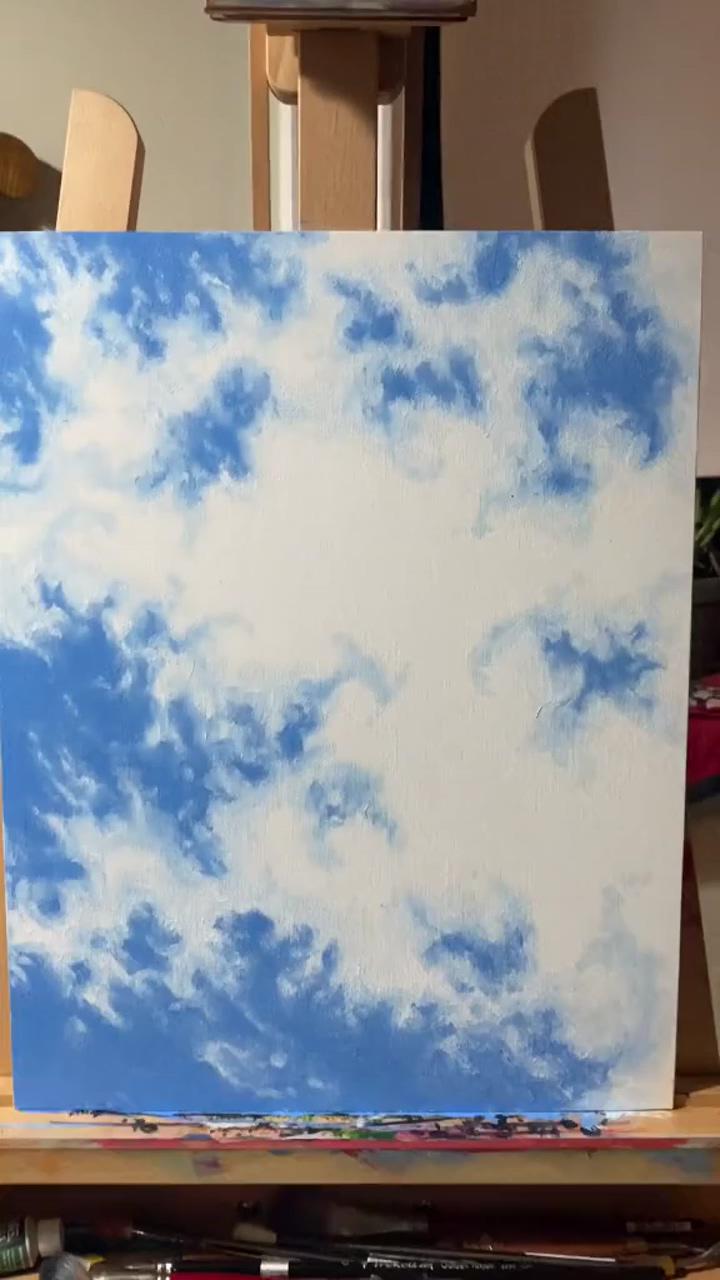 How to paint fluffy clouds; denim jacket acrylic painting, diy