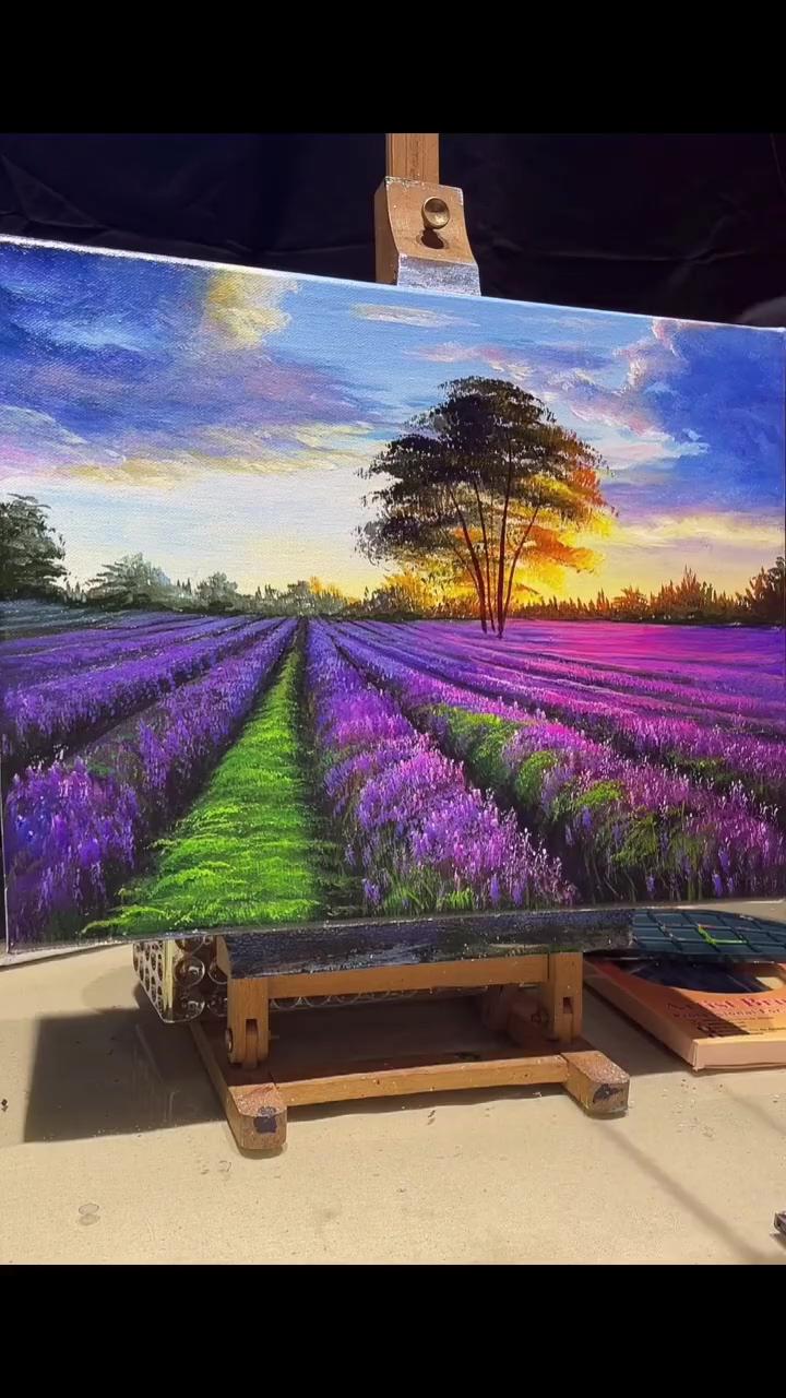 How to paint lavender field | landscape painting tutorial