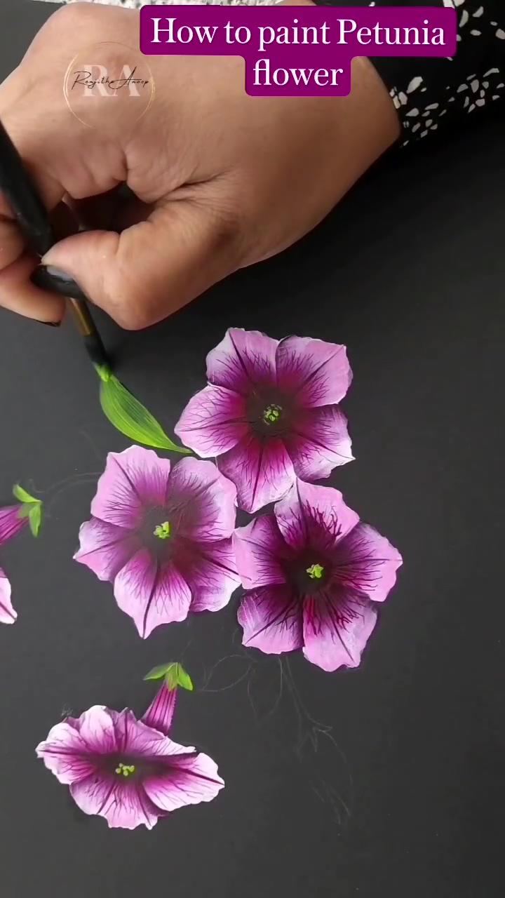 How to paint petunia flower acrylic painting flowers; hydrangea flower painting acrylic painting flowers