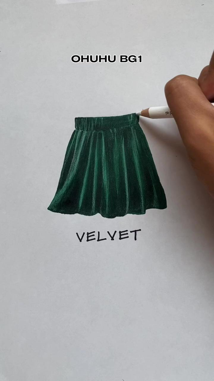 How to quick render velvet, alcohol markers | fashion design sketch