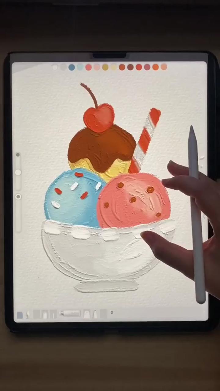 Ice cream painting used art set 4 with the oil paint brush #art #artph #arttok #digital #digitalp | digital eye tutorial, easy digital eye drawing tutorial, digital eye drawing step by step,
